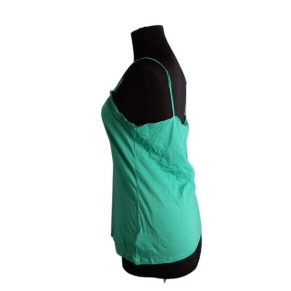 Nine & Co Weekend M Camisole Green Lace Trimmed Cotton Strappy Top - Picture 2 of 9